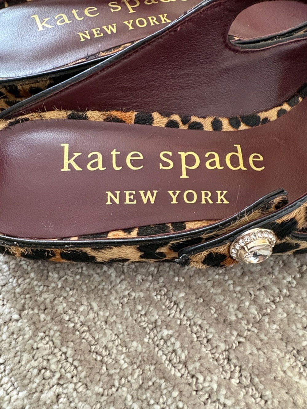 kate spade Leopard-Print Pointed Toe Slingback Flats - Tan & Black EUC 🍀 - Picture 2 of 13